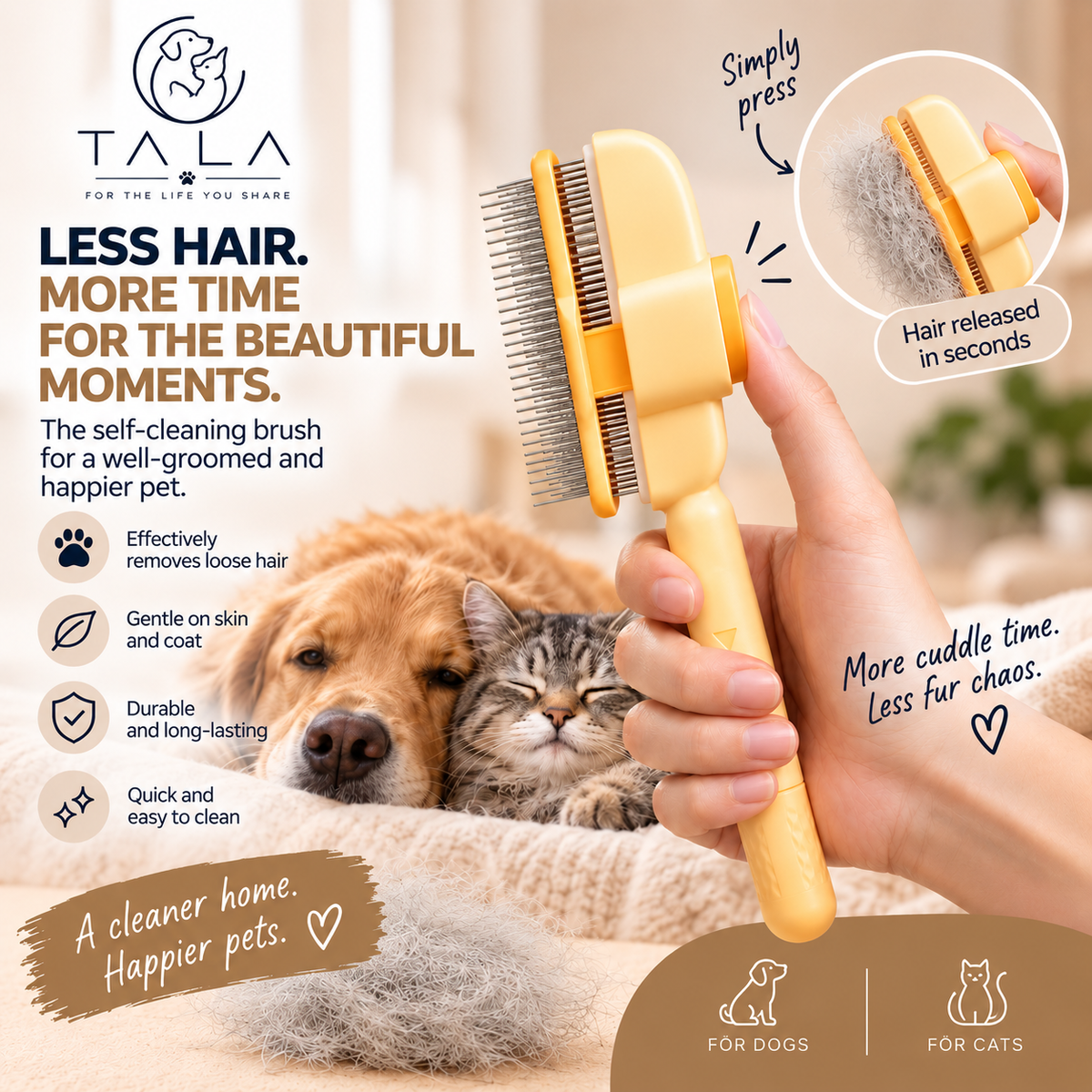 TALA Self-Cleaning Fur Comb